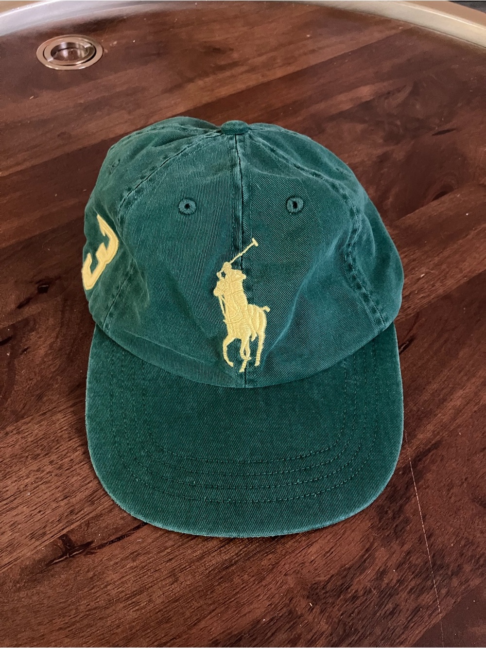 Ralph Lauren Polo Leather StrapBack Hat Cap Green Yellow Horse MCMLXVII